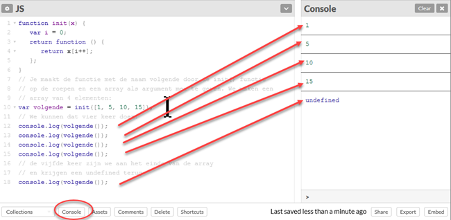 closure - ecapsulation - sample Iterator